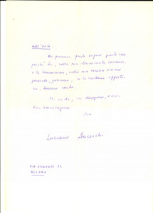 Autografo originale 1954 MILANO Luciano ANCESCHI lieto per candidatura al Premio Marzotto Autografo 1
