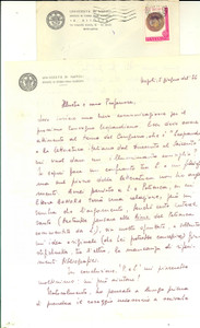 Autografo originale 1976 NAPOLI Mirella CARBONARA si prepara per il Convegno Leopardiano  Autografo 1