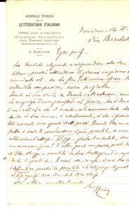 Autografo originale 1920 TORINO Vittorio CIAN invita un collega a condensare un articolo AUTOGRAFO 1