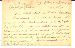 Autografo originale 1921 ROMA Prof. Enrico CARRARA ringrazia un collega per la recensione Autografo 1