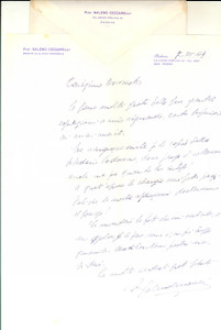 Autografo originale 1969 PADOVA Prof. Galeno CECCARELLI   Lettera di ringraziamento autografa 1