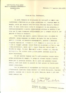 Autografo originale 1941 DEBRECEN Gaetano TROMBATORE invita un collega a un convegno Autografo 1