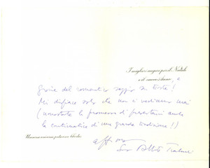 Autografo originale 1975 ca UNIVERSITA  PADOVA Biglietto di Natale prof. Alberto TRABUCCHI Autografo 1