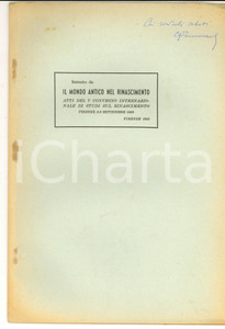 Libro, pubblicazione d epoca 1958 Kazimierz KUMANIECKI Filippo Bonaccorsi: i suoi epigrammi romani Autografo 1