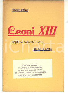 Libro, pubblicazione d epoca 1938 Michele FUSCO  Leoni XIII Septimo volvente lustro ab eius obitu 12 pp. 1