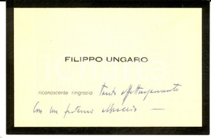 Autografo originale 1958 ROMA Biglietto avv. Filippo UNGARO ringraziamento lutto Autografo 1
