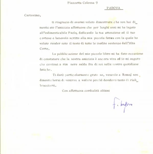 Autografo originale 1977 ROMA Lettera avv. Filippo UNGARO per libro pubblicato  AUTOGRAFO 1