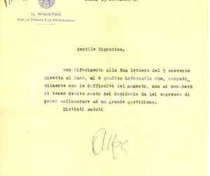 Autografo originale 1936 ROMA Ministro per la Stampa e la propaganda Dino ALFIERI Lettera AUTOGRAFO 1