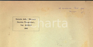 Libro, pubblicazione d epoca 1941 Cesare FOLIGNO Aneddoti da Pordenone a Cormons  Invio autografo 4 pp. 1