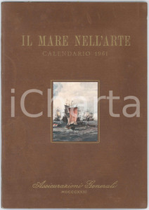 Oggetto da collezione cartaceo 1961 ASSICURAZIONI GENERALI Il mare nell arte  Calendario 24x34 cm 1