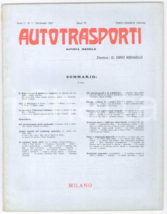 Giornale, rivista storica 1927 AUTOTRASPORTI Il Duce risolve il problema stradale  Rivista Anno I n°7 1