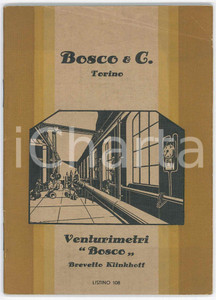 Materiale pubblicitario d’epoca 1935 ca TORINO Ditta BOSCO & C.  Venturimetri brevetto KLINKHOFF  Listino 1
