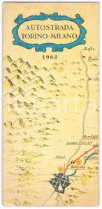 Materiale pubblicitario d’epoca 1962 Autostrada TORINOMILANO  Pieghevole con mappa SHELL Autogrill PAVESI 1