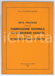 Libro, pubblicazione d epoca 1935 Vittorio SACCO Fabbricazione razionale delle bevande gassate 40 pp. 1