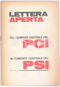 Libro, pubblicazione d epoca 1966 PCI Lettera aperta al Comitato Centrale del PSI  Pubblicazione 22 pp. 1