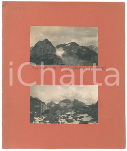 Fotografia d epoca originale 1900 ca ALPI  LAGO SPALMO Cima occidentale e orientale dal Pizzo Matto  2 Foto 1