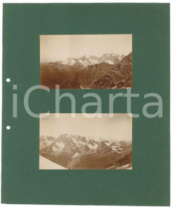 Fotografia d epoca originale 1900 ca ALPI PENNINE Panorama Weissmies  2 Fotografie 13x8 cm 1