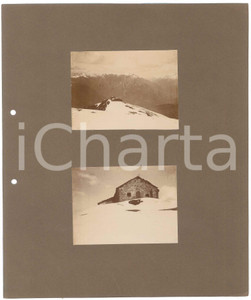 Fotografia d epoca originale 1900 ca ALPI RETICHE Alpinista sull ADAMELLO  2 Fotografie 10x8 cm 1