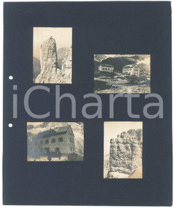 Fotografia d epoca originale 1900 ca DOLOMITI  TORRI DEL VAJOLET Rifugio Preuss e Rifugio Vajolet  4 Foto 1