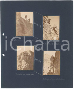 Fotografia d epoca originale 1900 ca CRESTA SEGANTINI Arrampicatori su Torrione Palma e Vertice Dorn  4 foto 1