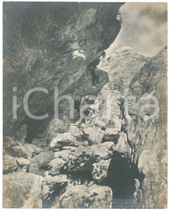 Fotografia d epoca originale 1930 ca GERMANIA  ZUGSPITZE Alpinisti durante la scalata  Foto 20x26 cm 1