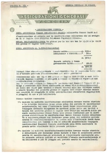 Documento originale, autentico 1940 ASSICURAZIONI GENERALI VENEZIA Assicurazione pioggia gara CICLISMO 1 1
