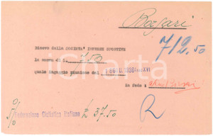 Autografo originale 1938 CICLISMO MILANO Ricevuta NIno BORSARI ingaggio al Vigorelli  AUTOGRAFO 1