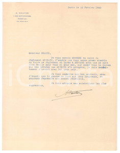 Autografo originale 1940 PARIS CICLISMO AndrÃ© MOUTON chiede saldo di una gara  AUTOGRAFO 1