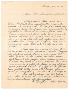 Autografo originale 1940 DEURNE CICLISMO Lettera E. LUYKEN Willy MICHAUX per saldo gara Autografo 1