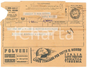 Documento originale, autentico 1938 CICLISMO  PARIGI Telegramma di Georges KAISER 23x17 cm 1 1