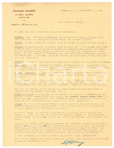 Autografo originale 1938 PARIS CICLISMO Georges KAISER su corridori disponibili per gare  Autografo 1