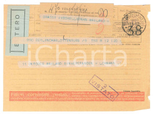 Documento originale, autentico 1942 CICLISMO  BERLIN  Telegramma Walter LOHMANN per gara a Milano 1