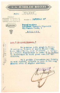 Documento originale, autentico 1942 CICLISMO MILANO S. A. Emilio BOZZI sponsorizza il Gran Premio BRUNERO 1