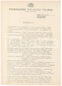 Documento originale, autentico 1938 CONI Federazione Ciclistica Italiana TRE VALLI VARESINE Comunicato n.15 1