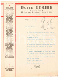 Autografo originale 1938 PARIS CICLISMO Roger GRAILE propone Maurice ARCHAMBAUD AUTOGRAFO 1