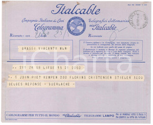 Documento originale, autentico 1938 LIEGE  CICLISMO Telegramma di Guillaume GUERLACHE per ingaggio ciclisti 1 1