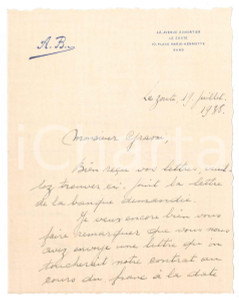 Autografo originale 1938 LE ZOUTE CYCLISME Lettre Albert BUYSSE pour contrat   AUTOGRAPHE 1