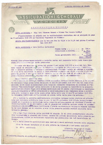 Documento originale, autentico 1938 ASSICURAZIONI GENERALI VENEZIA Polizza gara CICLISMO al Vigorelli MILANO 1