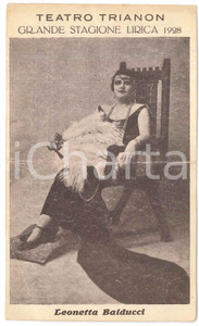 Materiale pubblicitario d’epoca 1928 NAPOLI  TEATRO TRIANON Soprano Leonetta BALDUCCI  Volantino 9x15 cm 1