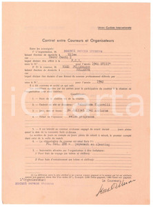 Autografo originale 1940 CICLISMO MILANO  Contratto ingaggio Kees PELLENAARS  Autografo 1