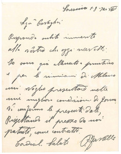 Autografo originale 1940 CICLISMO SORESINA Pierino FAVALLI in forma per gare a Milano  AUTOGRAFO 1