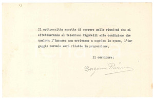 Autografo originale 1940 CICLISMO Primo BERGOMI accetta gara al Vigorelli con clausola AUTOGRAFO 1