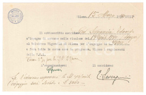 Autografo originale 1940 CICLISMO MILANO Edoardo SEVERGNINI conferma gara al VIGORELLI Autografo 1