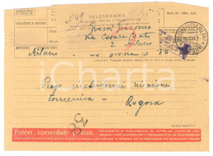 Documento originale, autentico 1942 CICLISMO  SOLBIATE OLONA Telegramma Bernardo ROGORA conferma riunione 1