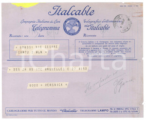 Documento originale, autentico 1938 CICLISMO  BRUXELLES Telegramma A. VERSNICK  24x20 cm 1 1