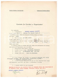 Autografo originale 1938 CICLISMO MILANO VIGORELLI  Contratto ingaggio Italo ASTOLFI  Autografo 1