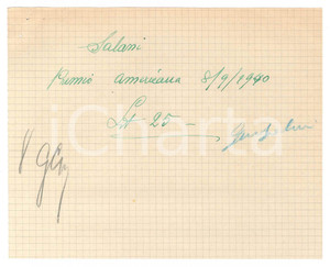 Autografo originale 1940 CICLISMO MILANO Ricevuta Gino SALANI per premio americana  AUTOGRAFO 1