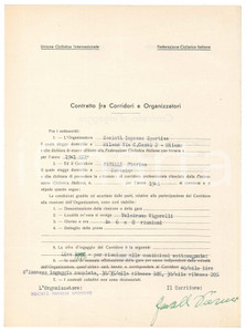 Autografo originale 1941 CICLISMO MILANO VIGORELLI  Contratto ingaggio Pierino FAVALLI Autografo 1