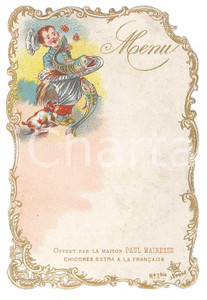 Oggetto da collezione cartaceo 1920 ca FRANCE Maison Paul MARESSE Menu ILLUSTRATO 8x11 cm 1