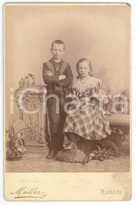 Fotografia d epoca originale 1890 ca ROCHLITZ D Portrait of two brothers children  Photo MORITZ MULLER 1